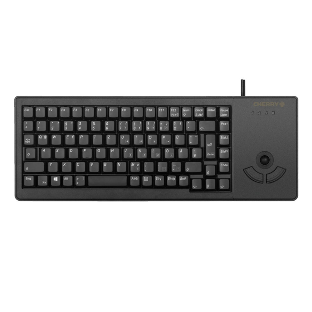 CHERRY G84-5400 XS – Tastatur, kabelgebunden (USB-A), CH-Layout (DE-CH), mit Trackball, schwarz