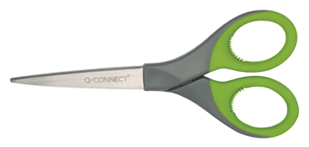 Q-CONNECT Universalschere – 17,0 cm, Edelstahl, für Rechts- und Linkshänder, spitz, Kunststoff, grün