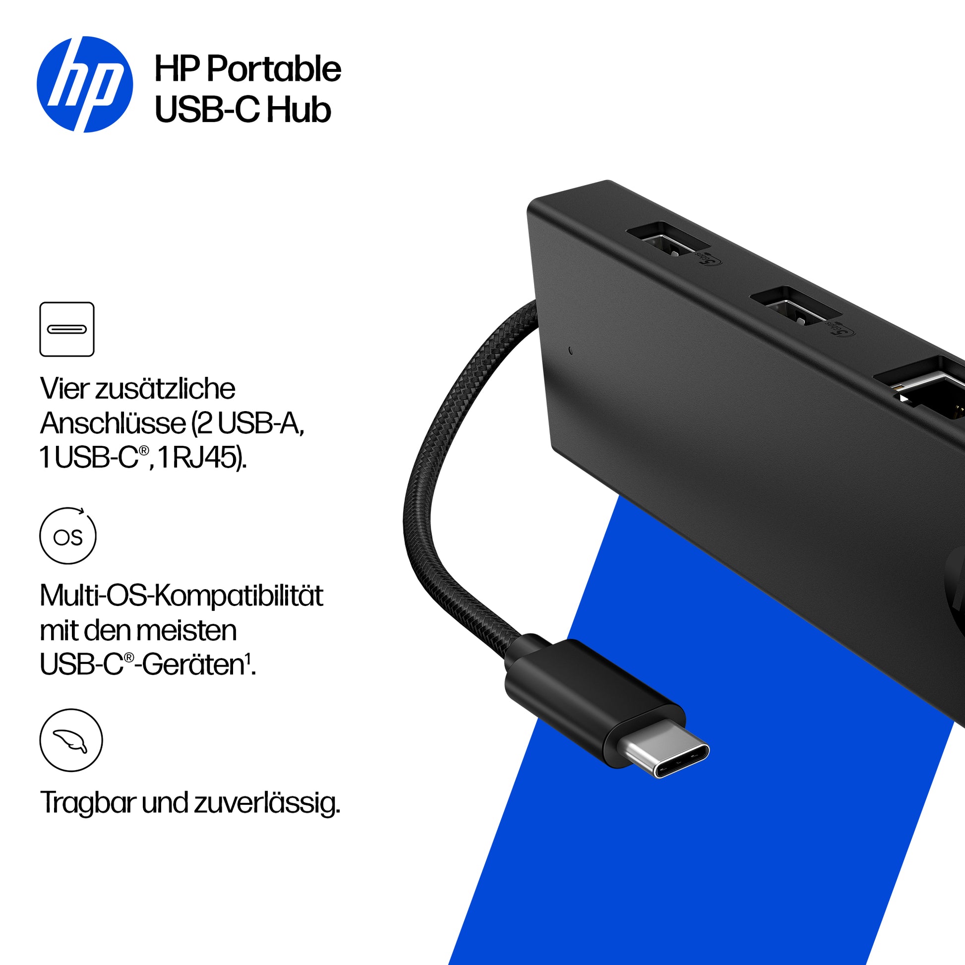 HP EURO USB-Hub – USB-C, für Windows/Mac/ChromeOS