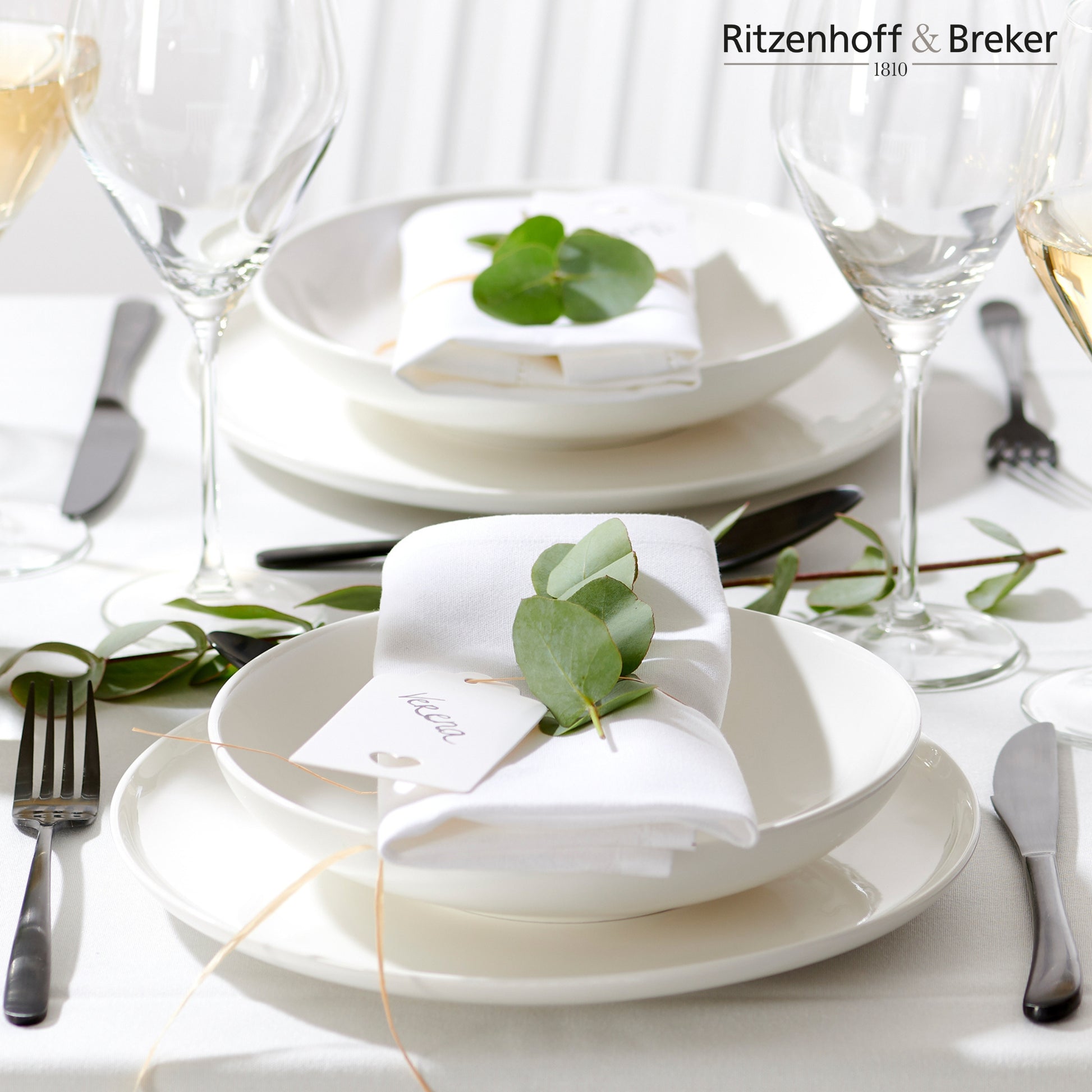 Ritzenhoff & Breker Geschirrset Skagen – 12-teiliges Set, Ø 26,5/21,5 cm, Porzellan