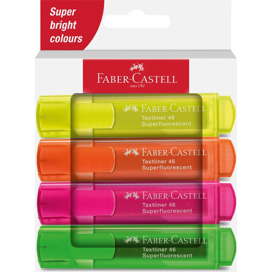 Faber-Castell Textmarker Set 4 Farben – Keilspitze, 1–5 mm, nachfüllbar