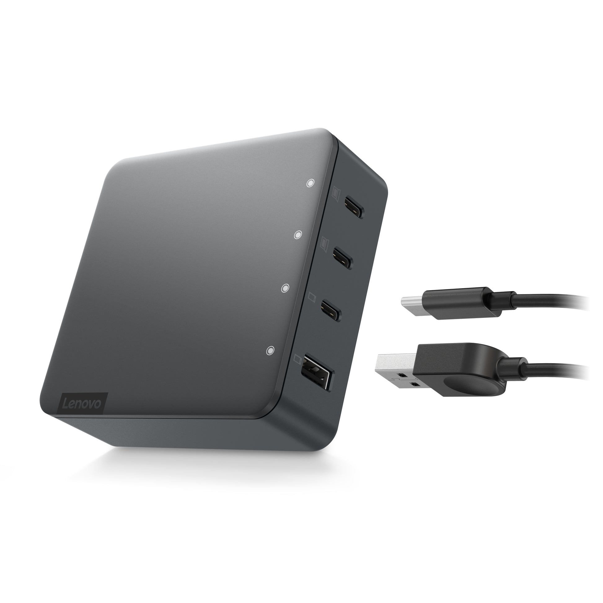 Lenovo G0A6130WEU USB-Desktop-Ladegerät 130 W – USB-C×3, USB-A×1 – 1,8 m Kabel, Schwarz – für Universalgeräte