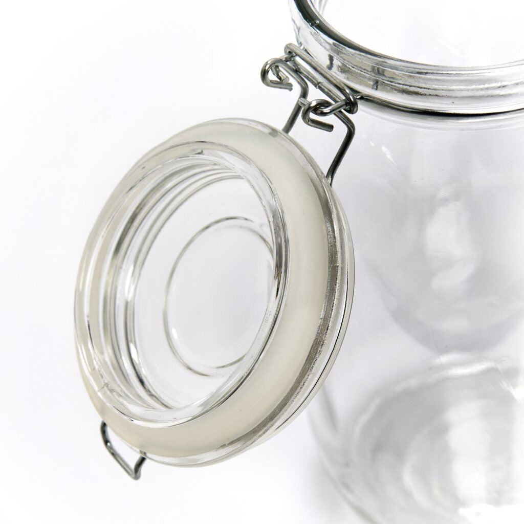 Zeller Present Vorratsglas 1 l, Ø 11 × 17 cm, Glas/Edelstahl/Silikon, mit Bügelverschluss, transparent