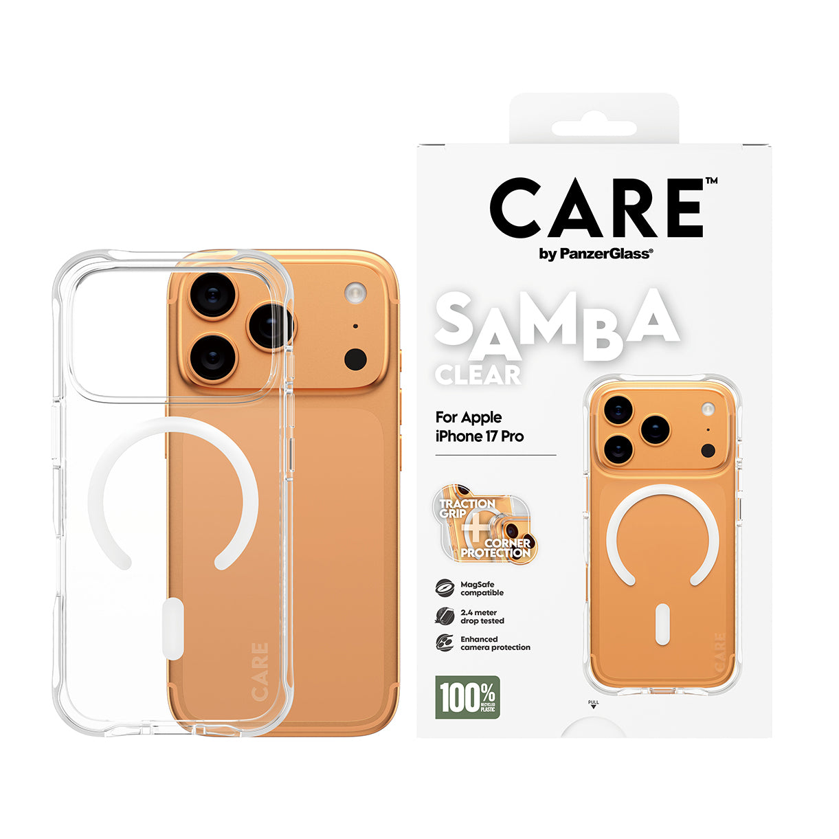 PanzerGlass Backcover Samba – für Apple iPhone 17 Pro – transparent – TPU, MagSafe-kompatibel