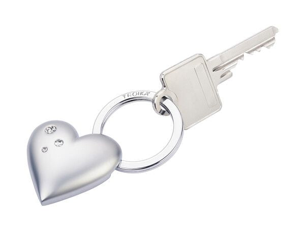 TROIKA Schlüsselanhänger Frosty Herz – mit Swarovski, Metall, Silber