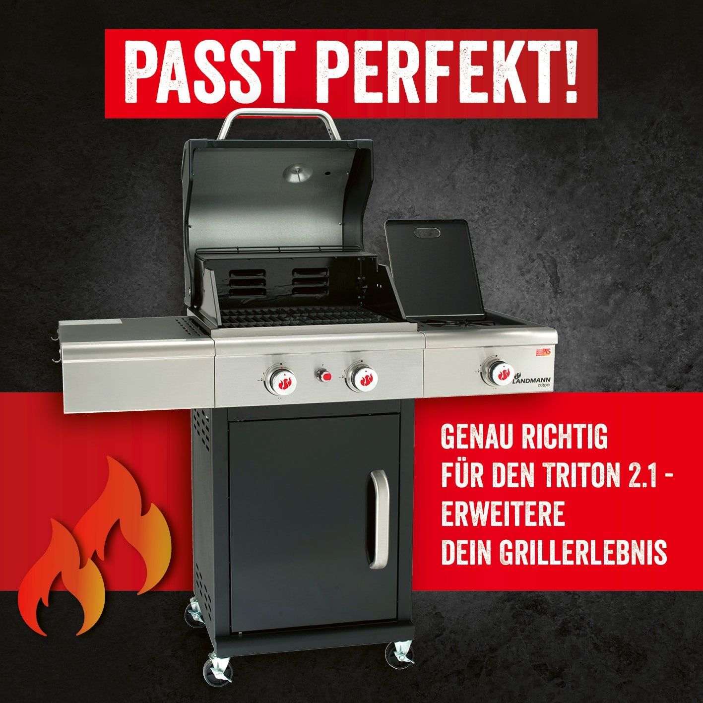 LANDMANN Grillrostsystem – Gusseisen, schwarz – für Grill
