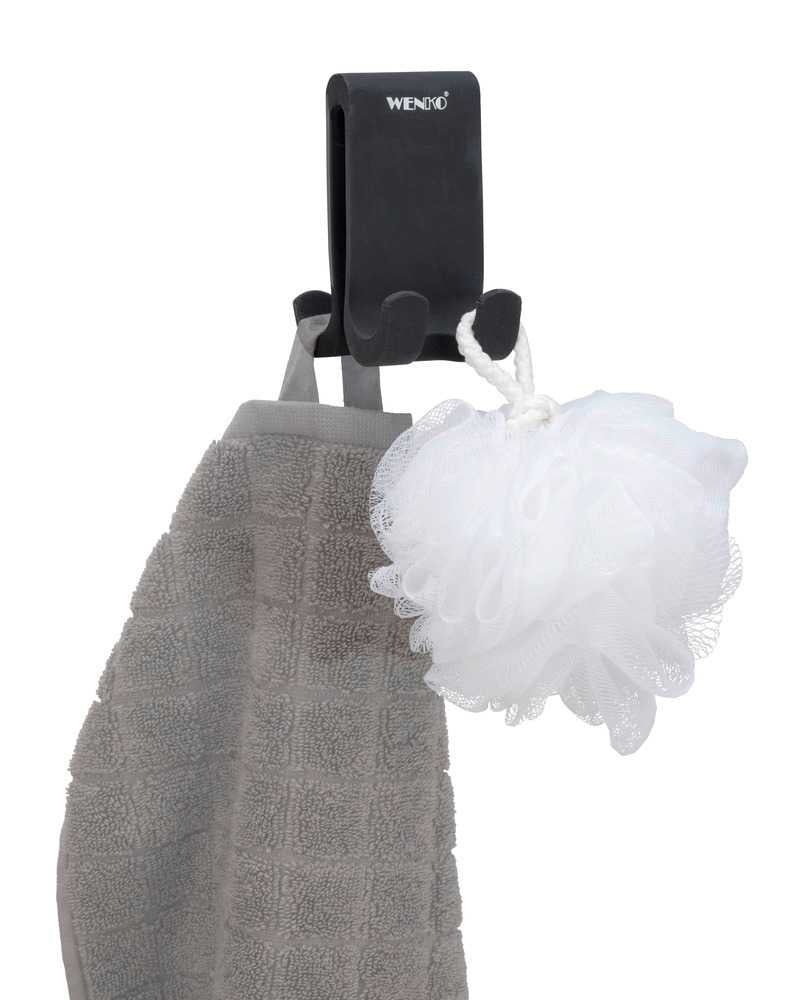 WENKO Haken Verna Duo – Silikon, 5×4,5×9,5 cm, Schwarz