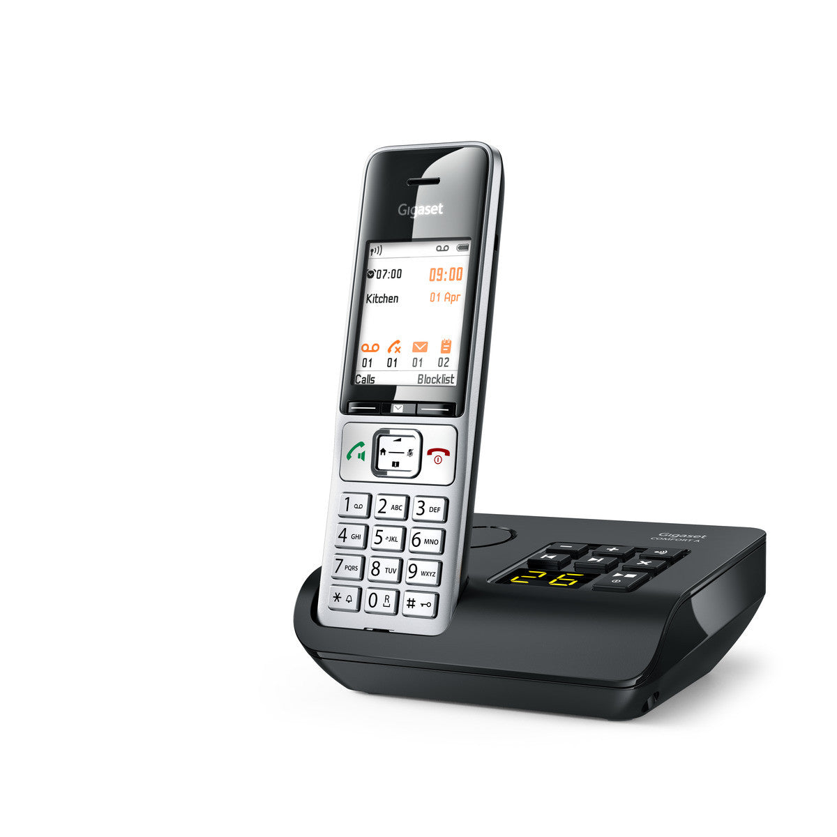 Gigaset Comfort 500A – DECT-Telefon mit Basis, 2,2", mit Anrufbeantworter, Freisprechen, silber