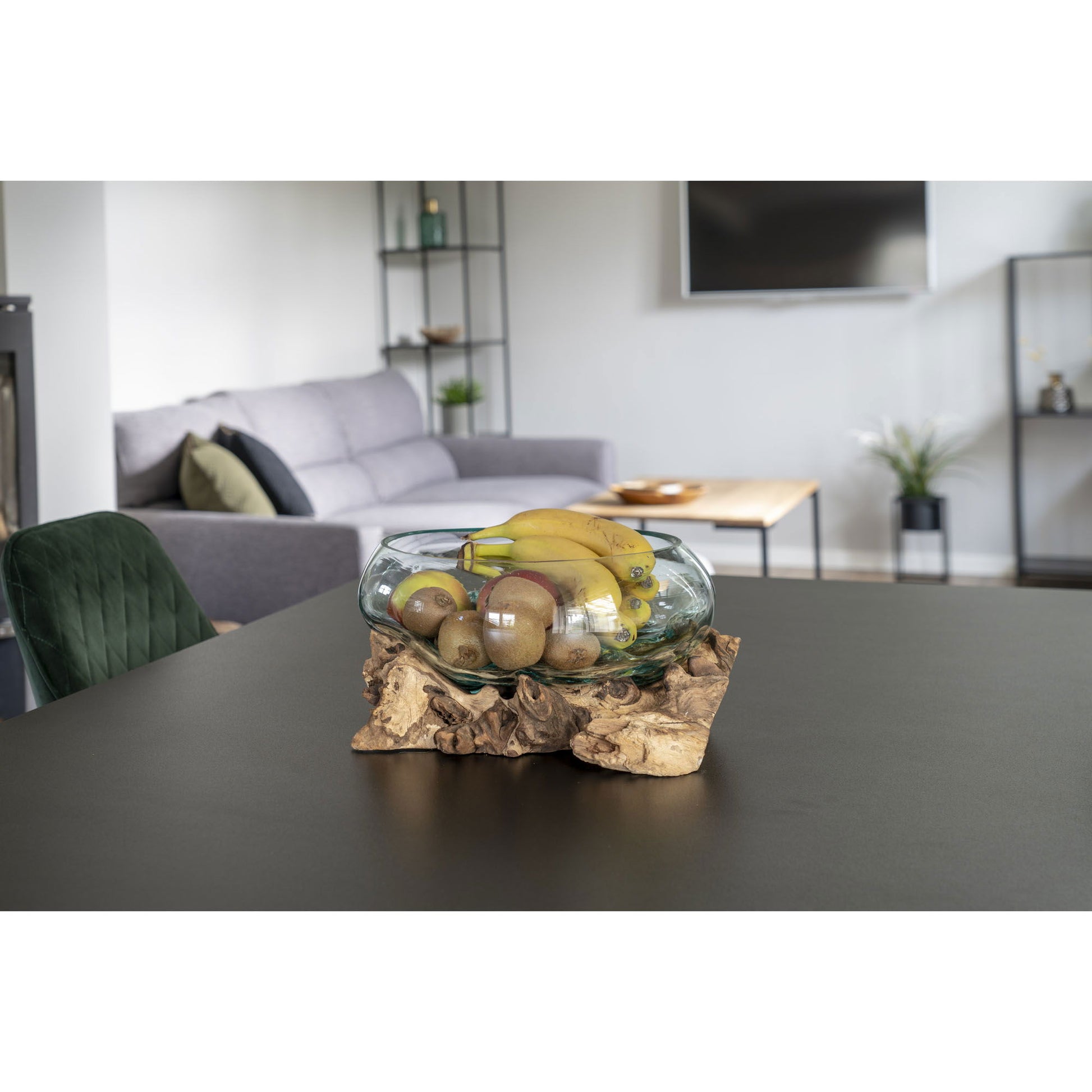 House Nordic Schale – Teakholz & Glas & Stahl, natur – Ø 26 × 20 cm