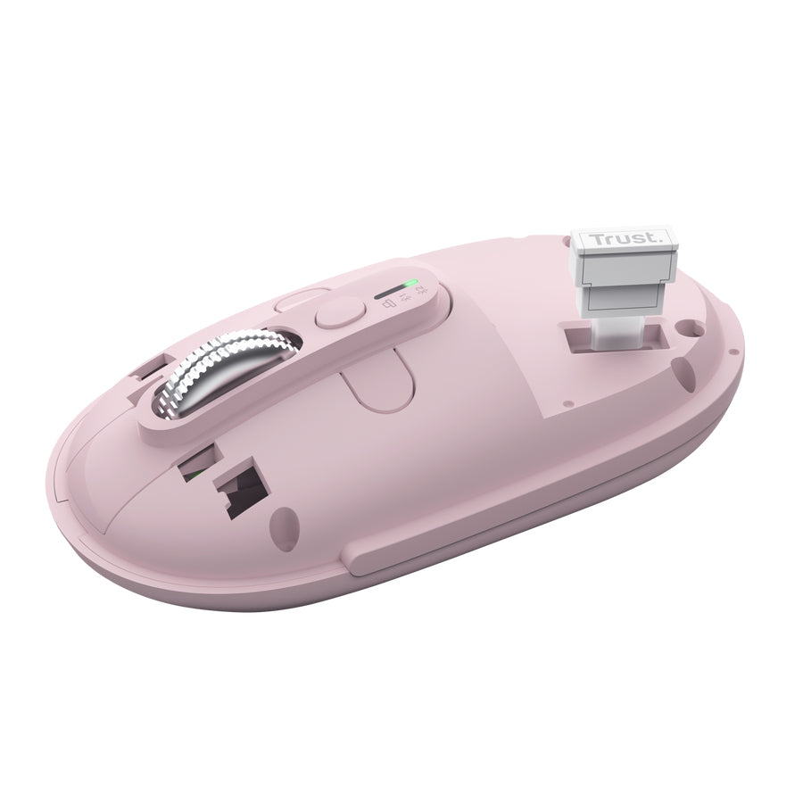 Trust Seron Slim Multi – Maus – Kabellos (Bluetooth/2,4 GHz), 3200 DPI, Beidhändig, Pink