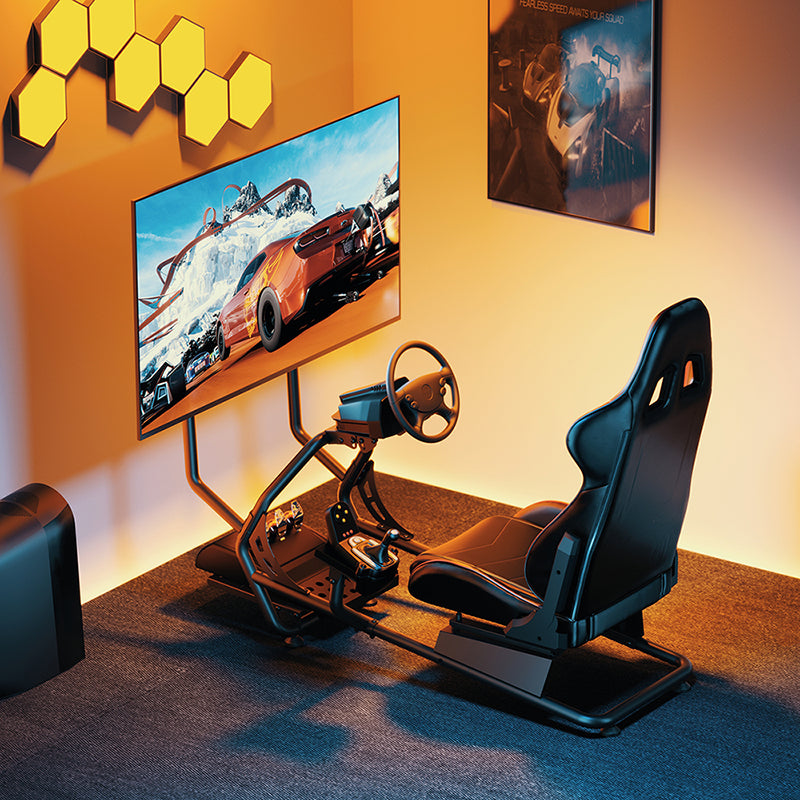 LogiLink Cockpit Racing-Simulator mit Monitorhalterung – 131 × 72 × 110 cm, 100 kg, Schwarz/Rot