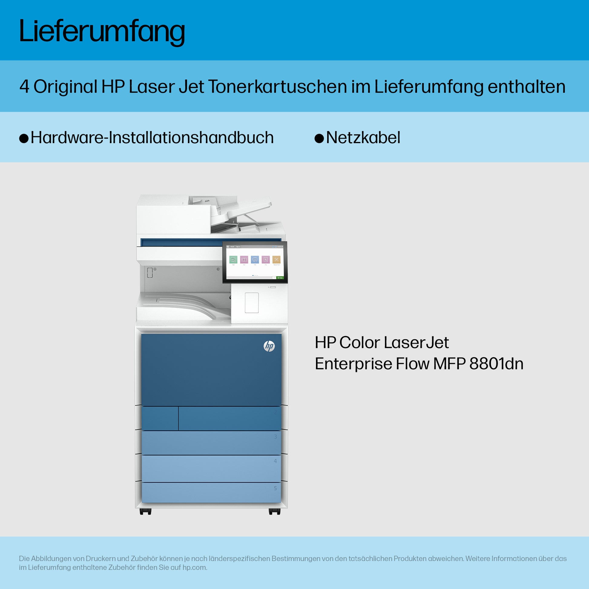 HP Color LJ Enterprise 8801dn – Farbiges Laser-MFP A3, 4-in-1 – USB/LAN – Duplex, ADF – 60 S./Min. S/W, 60 S./Min. Farbe
