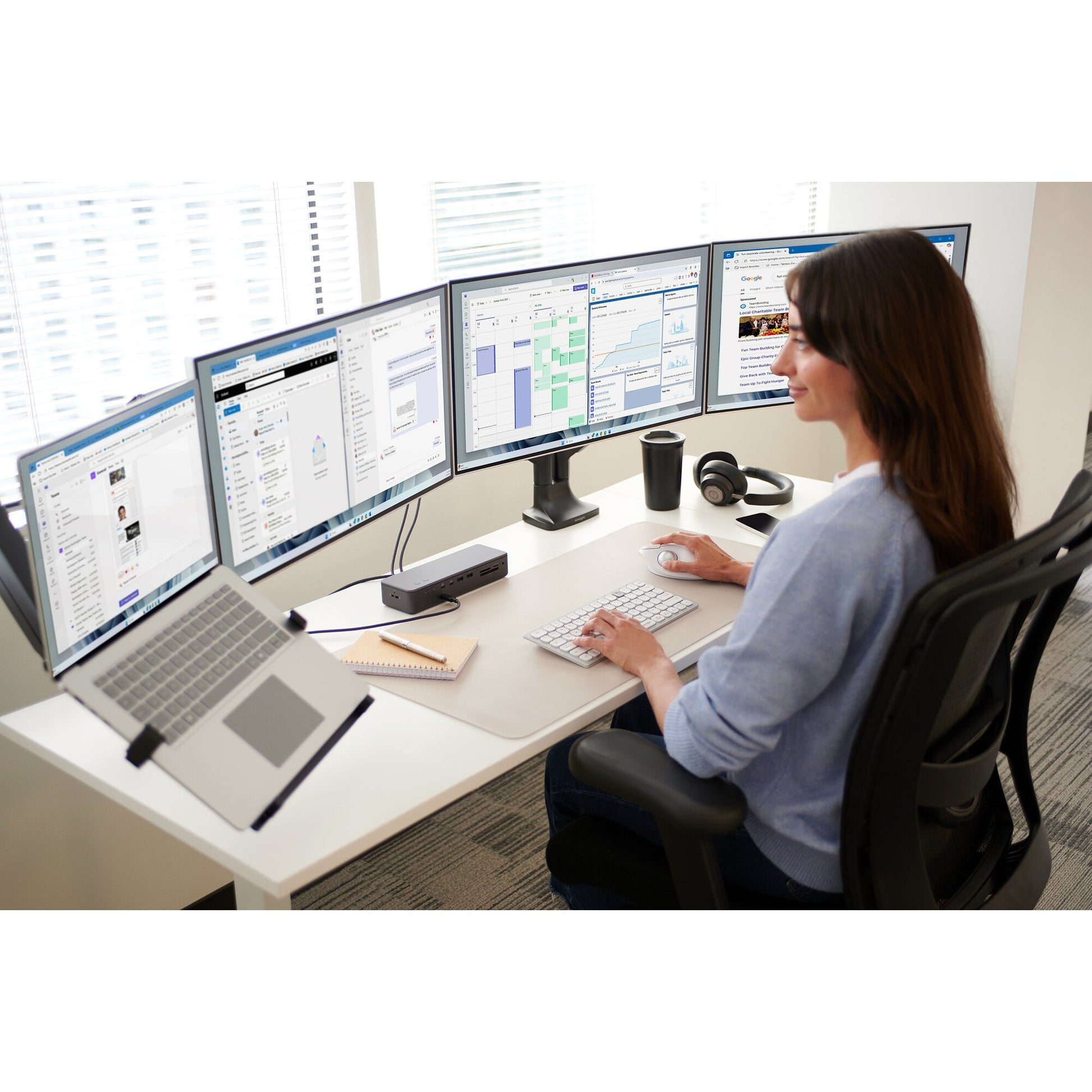 Kensington One Touch SmartFit – Monitorarm, 2 Monitore, Tischklemme, bis 34", VESA 75 × 75/100 × 100 mm, 9 kg