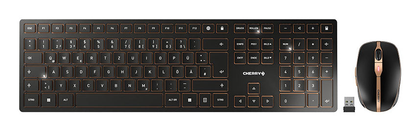 CHERRY Desktop DW 9100 SLIM – Tastatur, kabellos (Bluetooth/2,4 GHz), DE-Layout (DE), aufladbar