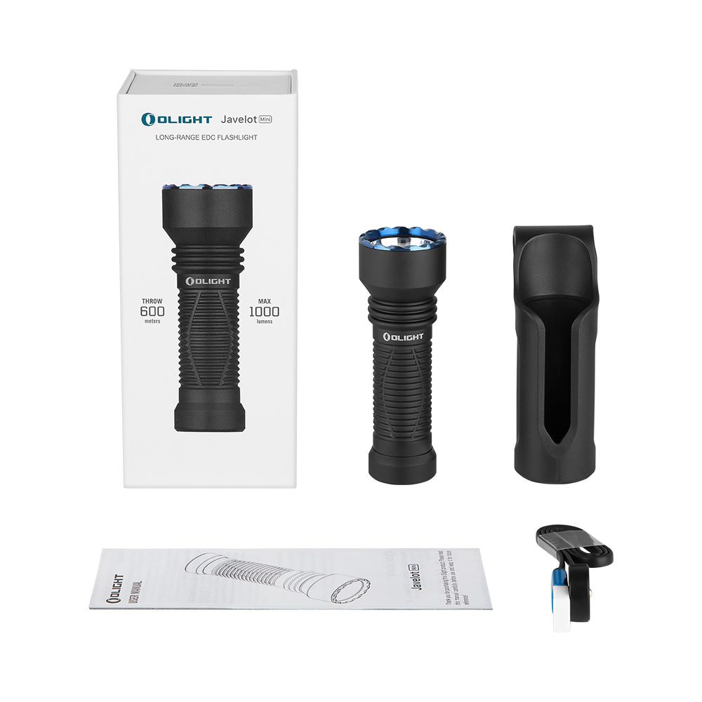 Olight Javelot Mini Taschenlampe – 1000 lm, 600 m, IPX8, USB, 2040 mAh Akku – Schwarz
