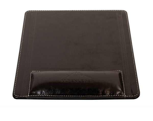 Alpenleder Mausmatte mit Handgelenkauflage – Konstanz – für Maus – Leder, Anti-Rutsch-Basis – 220×240×10 mm