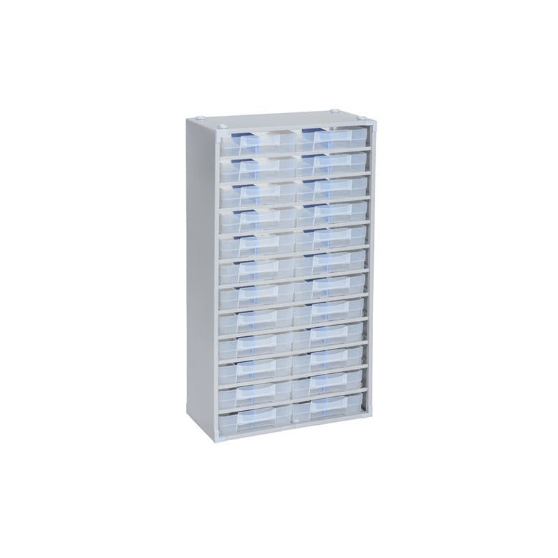 Allit VarioPlus Pro>M< 57/48 Kleinteilebox 24 Fächer – Stahl, PP-Schubladen, B 300 × H 565 × T 140 mm