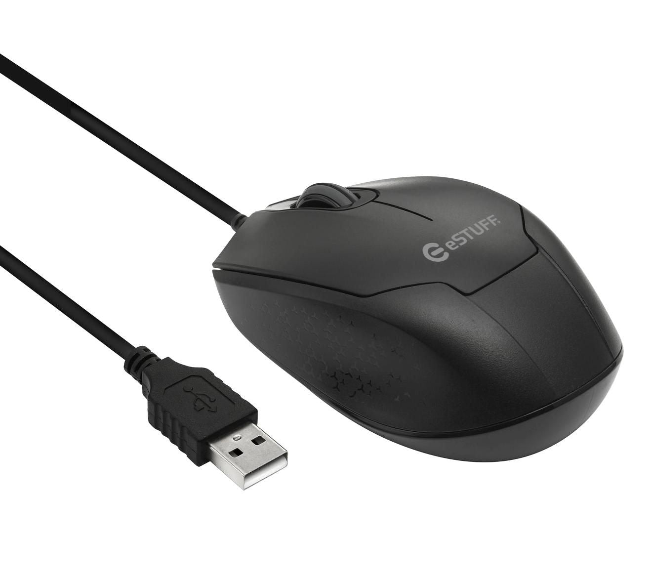 eSTUFF G120 – Maus – Kabelgebunden (USB‑A), beidhändig, Schwarz
