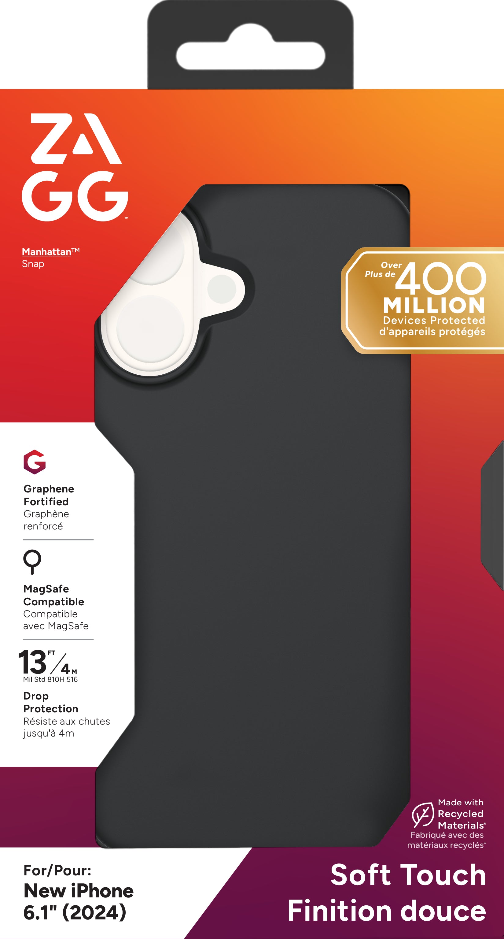 ZAGG Backcover Manhattan Snap – für Apple iPhone 16 – schwarz
