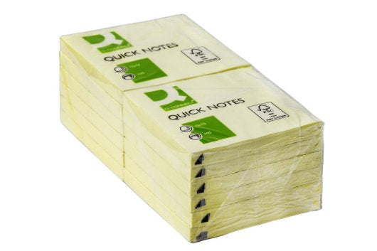 Q-Connect Haftnotizen – 76×76 mm – gelb, 100 Blatt, recyclingfähig