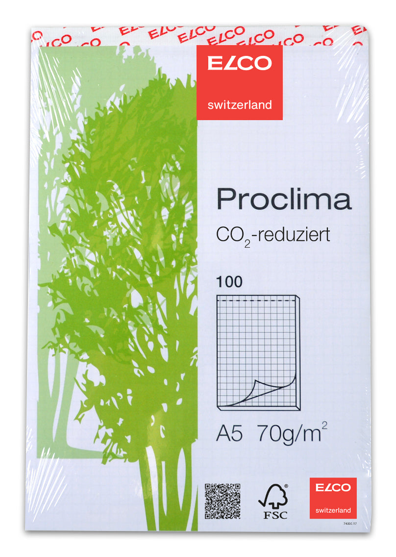 Elco Notizblock – A5 – kariert 4 mm – 100 Blatt – 70 g/m², perforiert, weiss, FSC