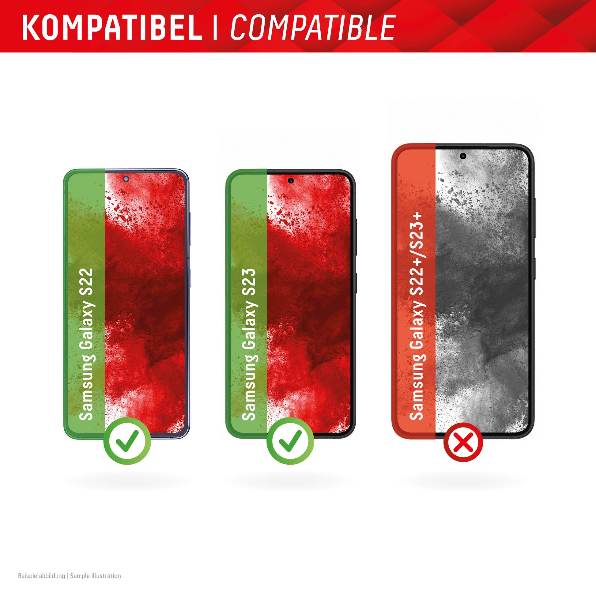 Displex Displayschutz (Panzerglas), Full Cover – für Galaxy S22/S23 – mit Applikator
