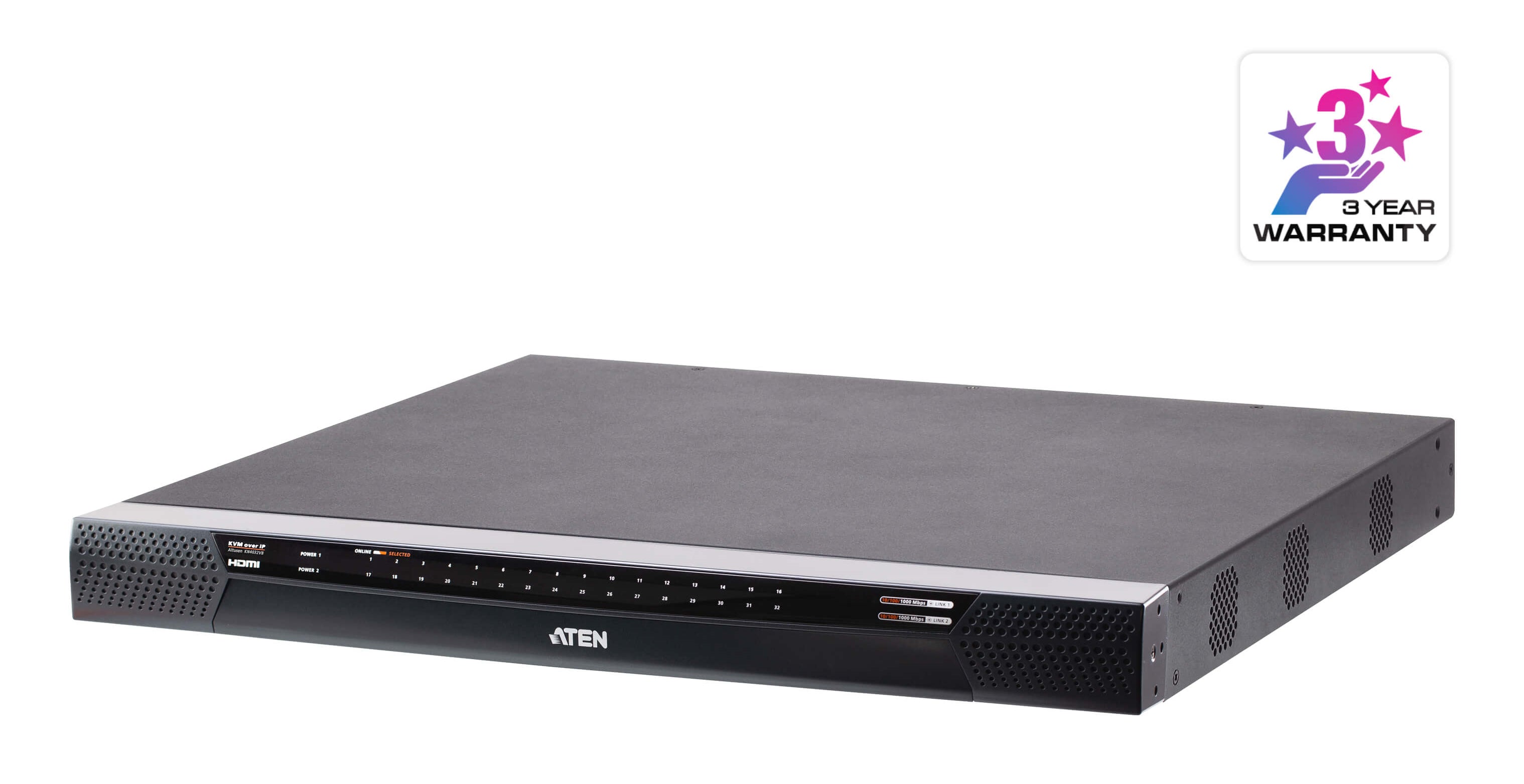ATEN KN4032VB – KVM-Switch, 32-Port, HDMI/VGA, USB 2.0/PS/2, RJ-45, 1920 × 1200, Virtuelle Medien