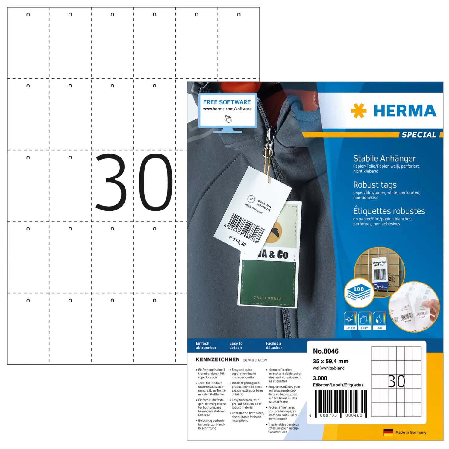 HERMA Schmucketiketten – Papier, 100 Blätter, 35×59,4 mm