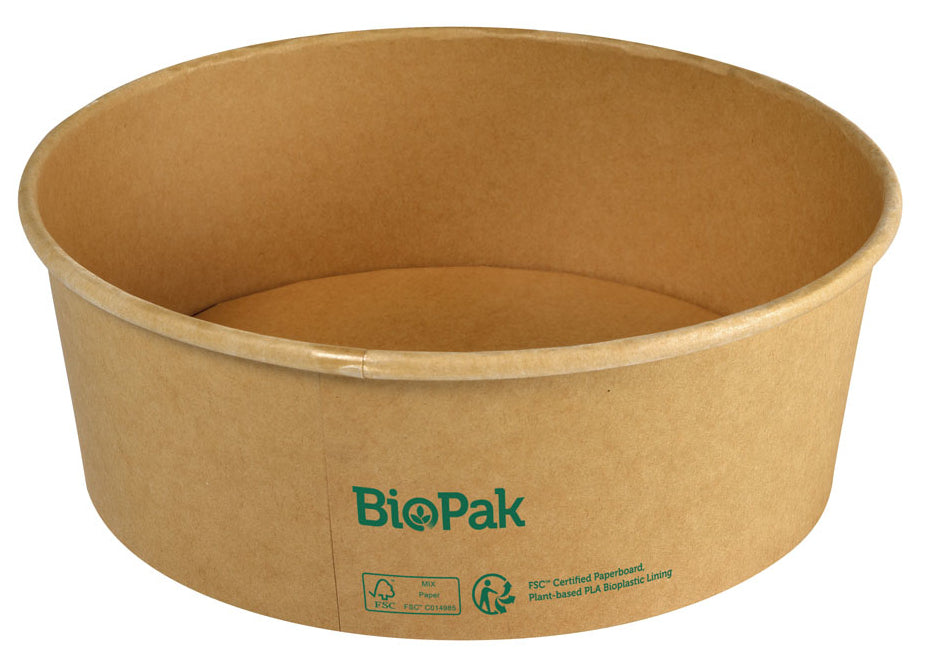BioPak Schale, Papier/Karton, rund – 1300 ml, Ø 18,4 cm, braun – 25 Stk.
