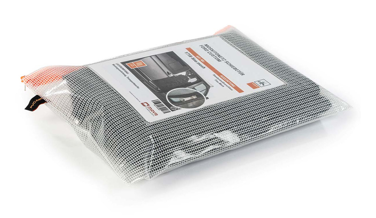 VanQuito Insektenschutznetz – 40 × 30 cm – schwarz – Glasfaser (PVC-beschichtet) – für Ford (links)