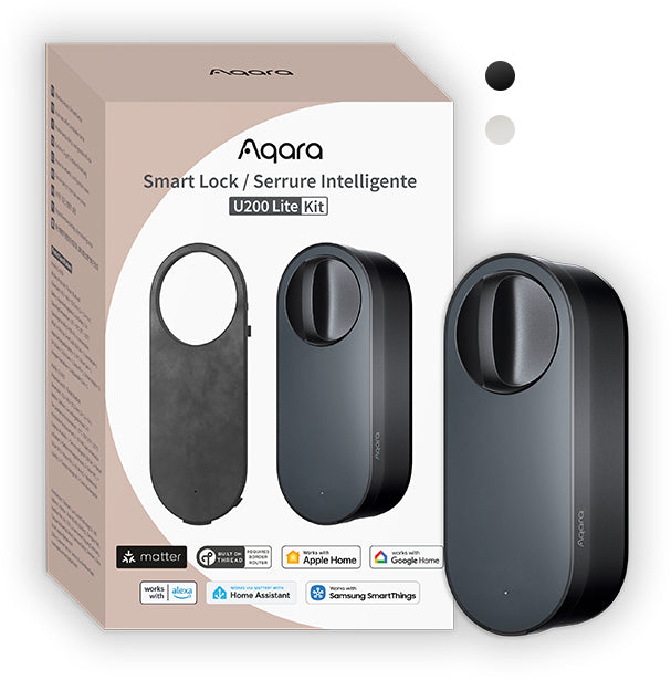 Aqara U200 Lite Intelligentes Türschloss – BT, Batteriebetrieben, Tür, 62×60×152 mm, Schwarz