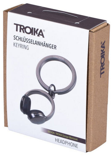 TROIKA Schlüsselanhänger Kopfhörer – Metall/Silikon, Grau, 70 × 25 × 13 mm, 6er-Pack