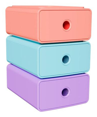 Exacompta Schubladenelement, stapelbar, mehrfarbig, Kunststoff, B 190 × H 107 × T 265 mm, 3er-Set