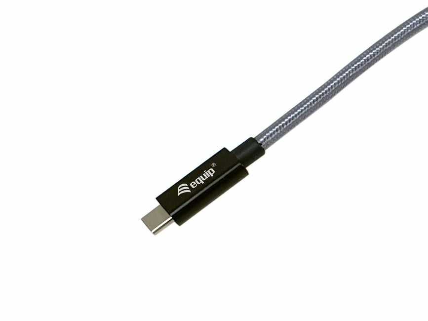 Equip USB-C auf USB-C Kabel – USB4 20 Gbit/s – 3 m – PD 240 W – 4K/60 – Geflochten, Abgewinkelt – Silber