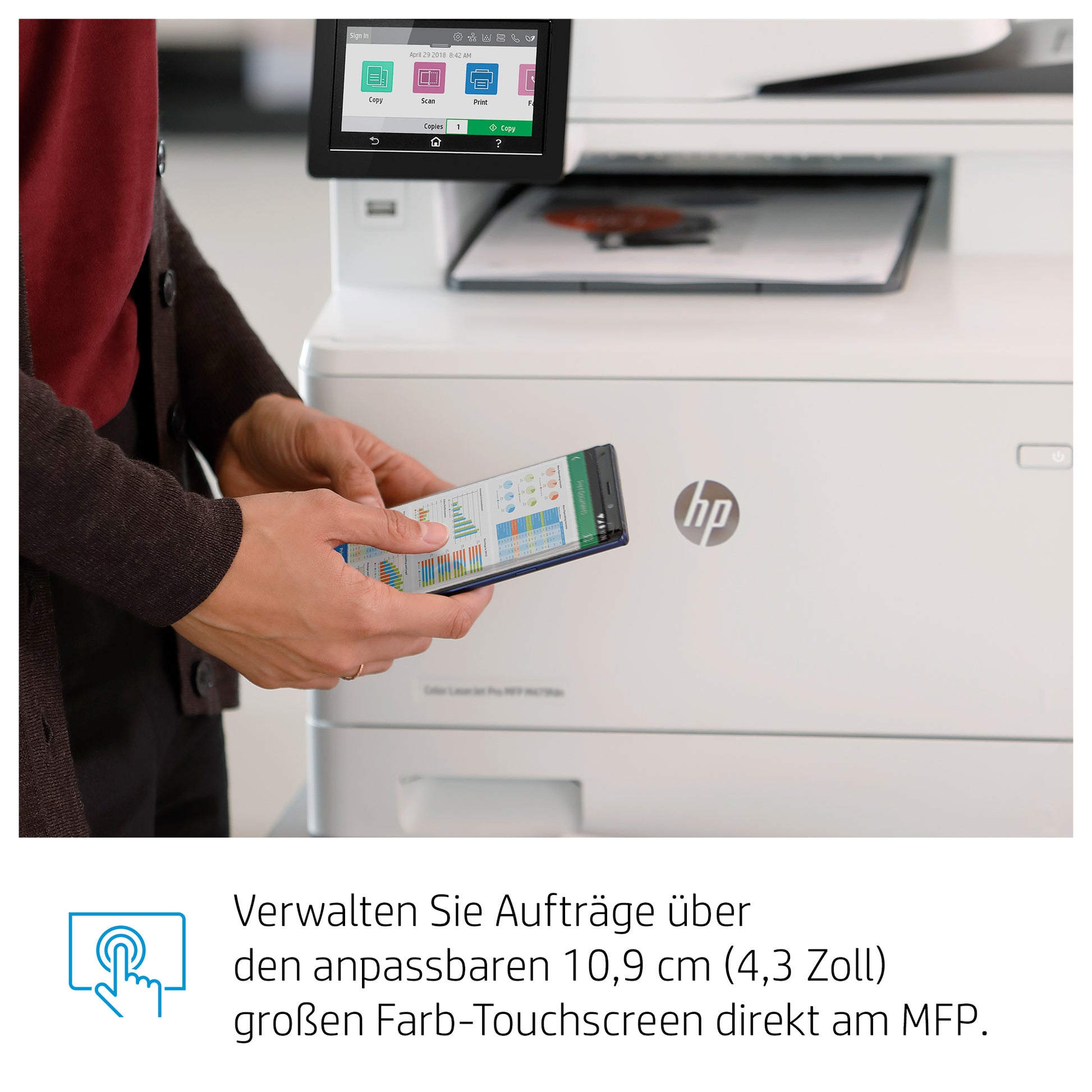 HP Laserjet Pro M479FDW – Farbiges Laser-MFP A4, 4-in-1 – USB/LAN/WLAN – Duplex, ADF, 50-Blatt ADF – 27 Seiten/Min. S/W