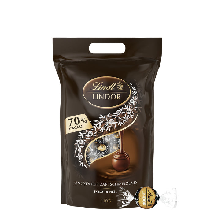 Lindt LINDOR Kugeln – Dunkle Schokolade, 70% Kakao – 1 kg
