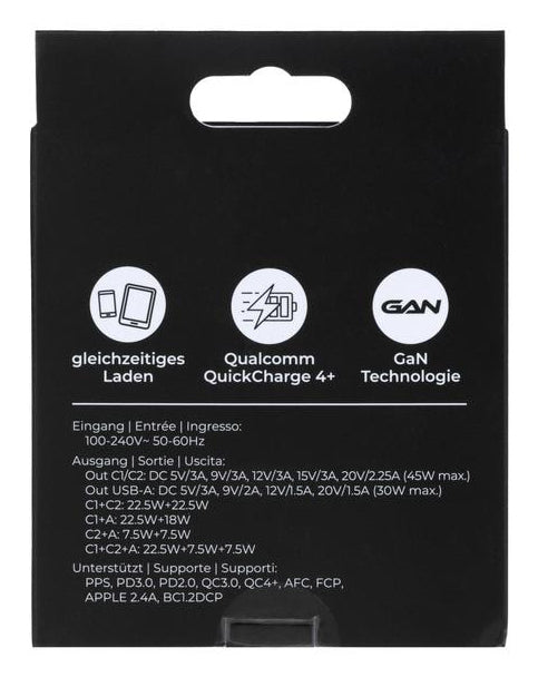 ONIT F01426 USB-Wandladegerät 120 W – USB-C×2, USB-A×1 – PD 3.1, PPS, GaN – Schwarz