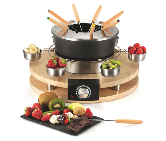 Ohmex Fondue-Set OHM-FND-1060 – Edelstahl, 2 l, 8 Gabeln – Netzbetrieb – schwarz/silber