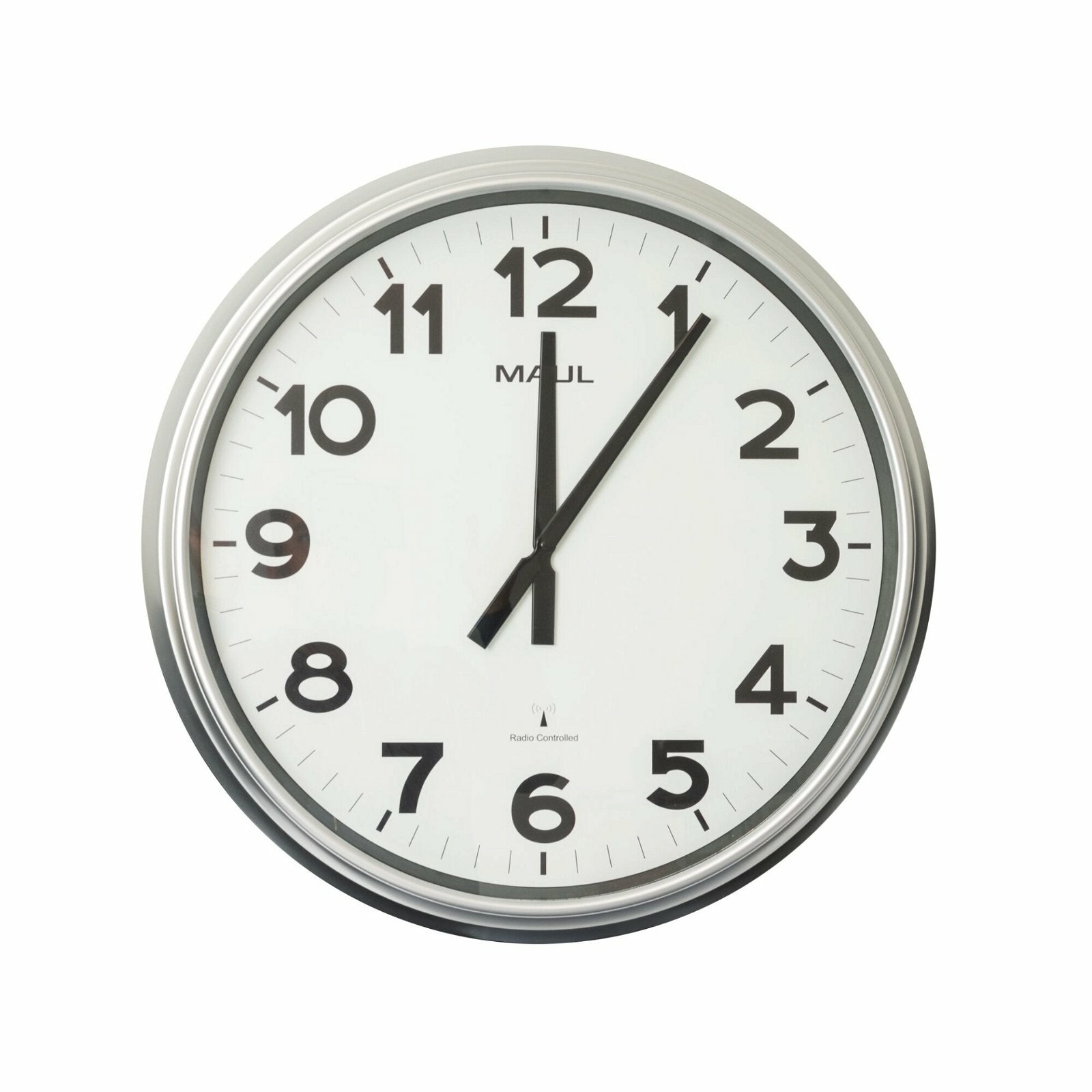 MAULride Wanduhr – Funk, analog, Ø 61,0 cm, silber, Kunststoff/Glas