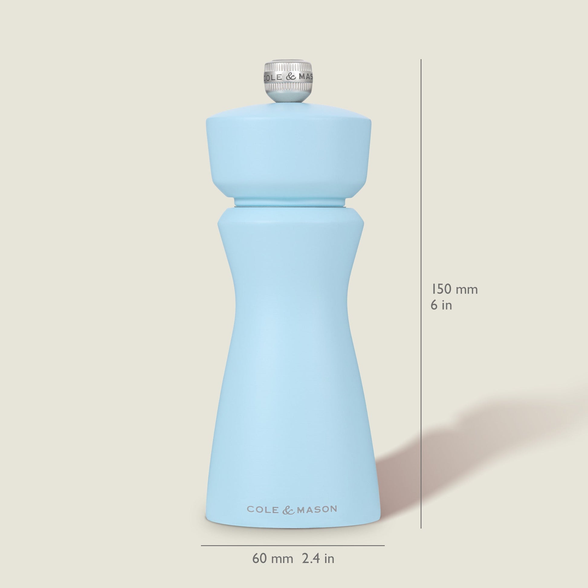Cole & Mason Kenton – Salz-/Pfeffermühle Ø 6 × 15 cm, Bambus, Keramikmahlwerk, Hellblau