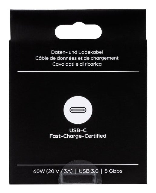 ONIT USB-C auf USB-C Kabel – USB 3.2 Gen 1 (5 Gbit/s) – 0,3 m – PD 60 W – Textilmantel – Schwarz