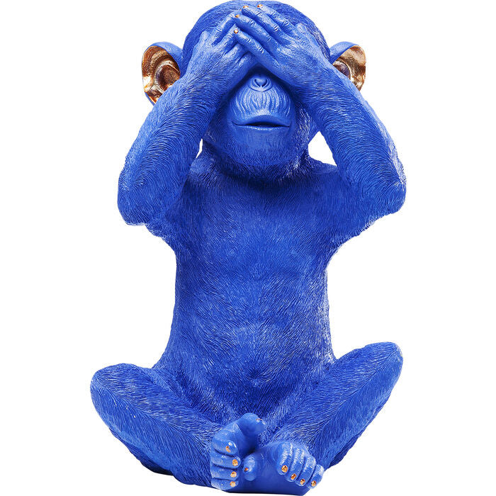 KARE Design Kare Spardose Monkey Mizaru, blau, Kunststoff, 25 × 24 × 35 cm