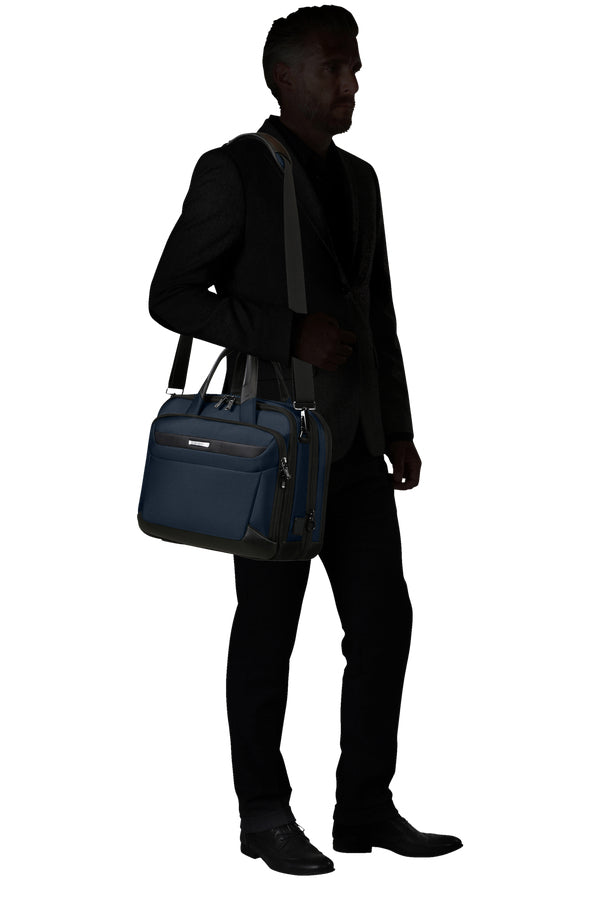 Samsonite Pro-DLX 6 Notebook-Tasche – für Notebooks bis 15,6", 16/23 l, RFID-Fach, USB-Port, Nylon, blau