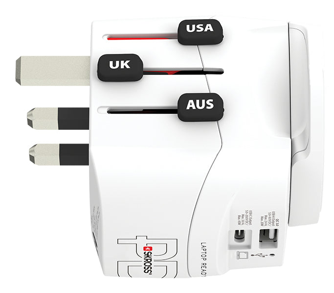 SKROSS – Reiseadapter – Universal → Universal, USB-C/USB-A (PD 45 W), bis 1'750 W – weiss