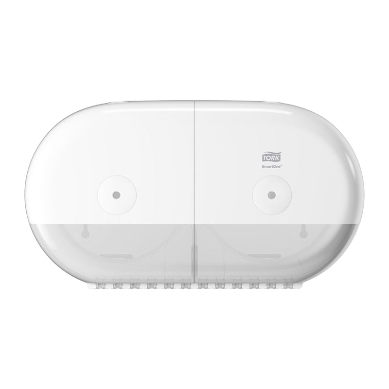 Tork SmartOne Twin Mini – Toilettenpapierspender – Kunststoff, Weiss, abschliessbar, 15,6 × 39,8 × 22,1 cm