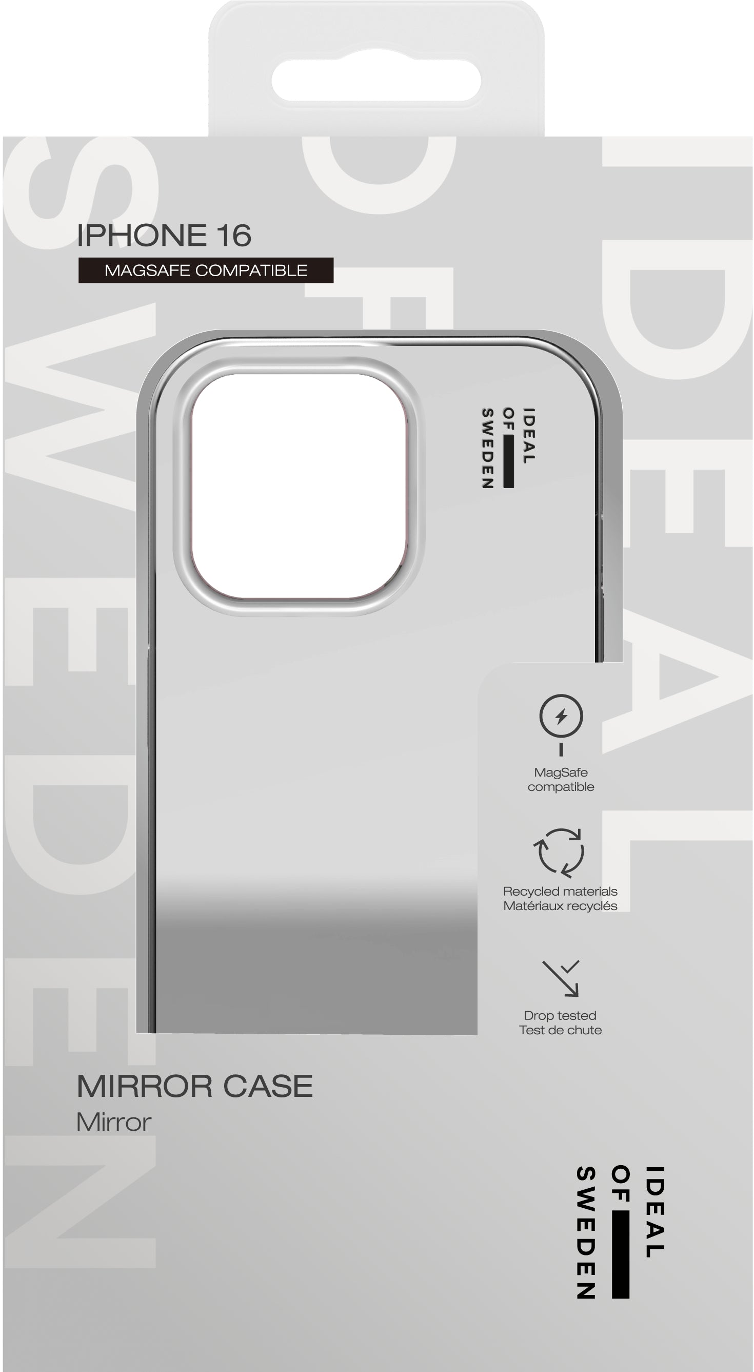 iDeal of Sweden Cover Mirror – Backcover – für Apple iPhone 16, MagSafe, TPU, Silber, bis 3 m Sturzsicher