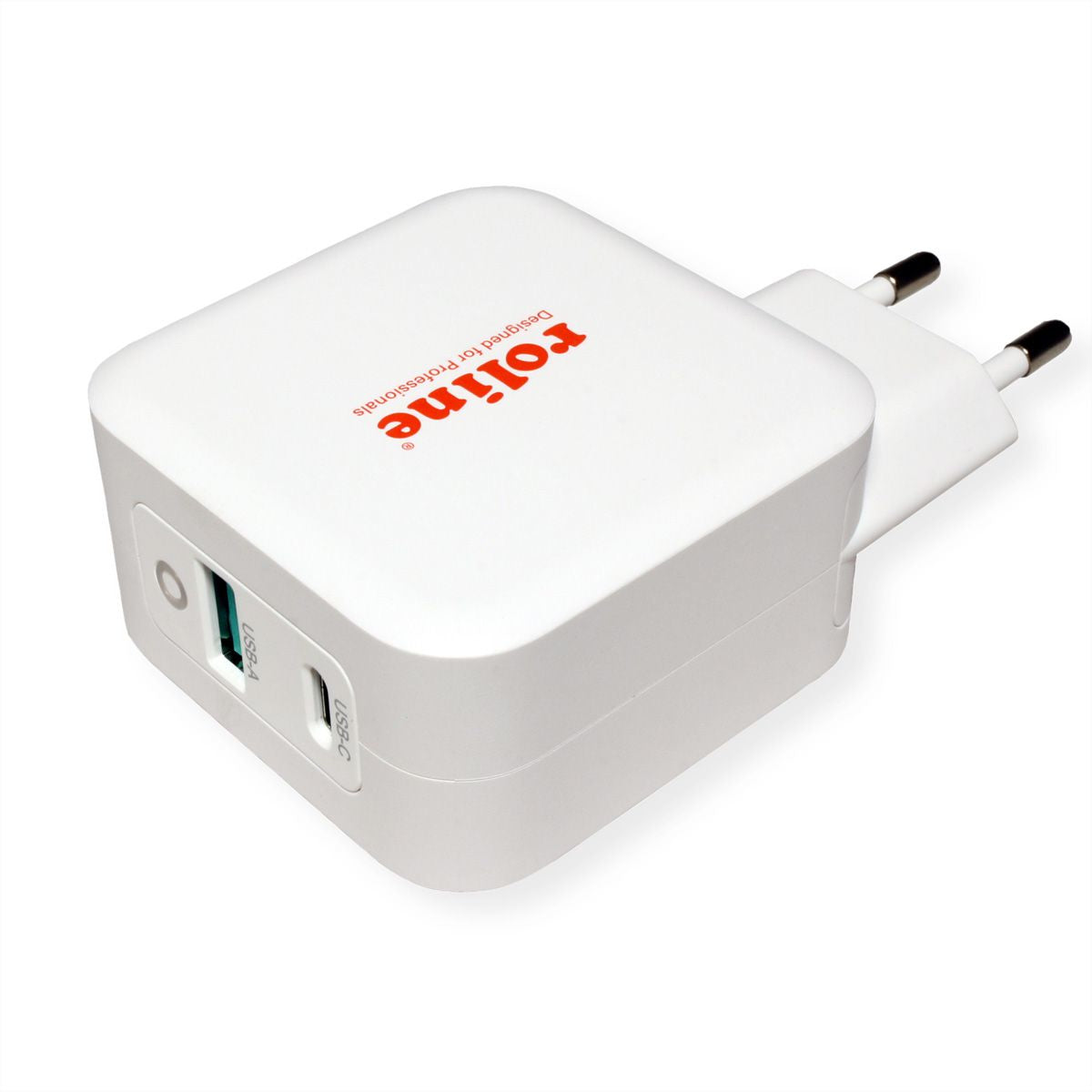 ROLINE USB-Ladegerät 65 W – USB-C×1, USB-A×1 – PD, QC 3.0 – EU-Stecker (Typ C)