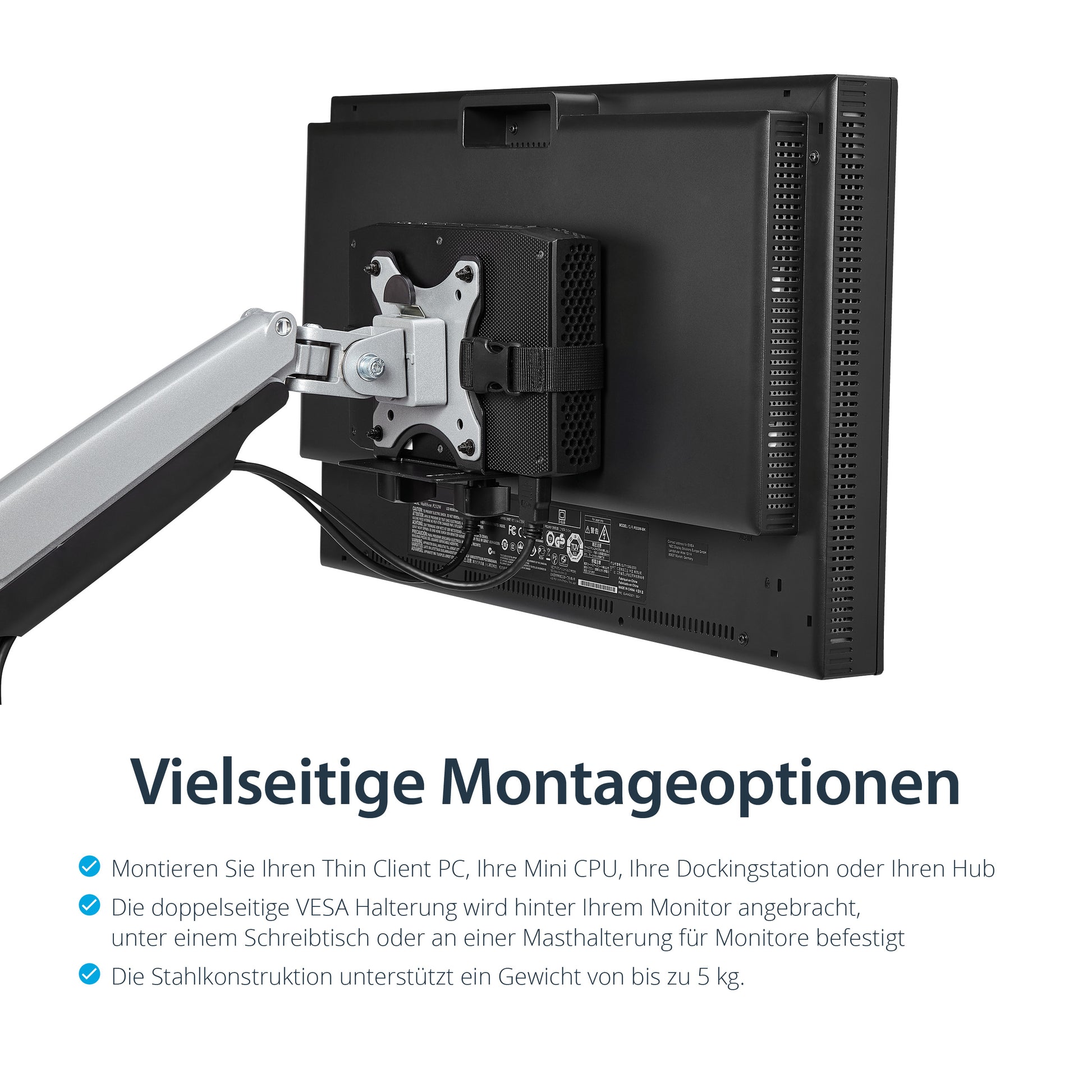 StarTech.com Thin Client Halterung – VESA-Adapterplatte – VESA 75×75/100×100 mm – bis 5 kg – Schwarz