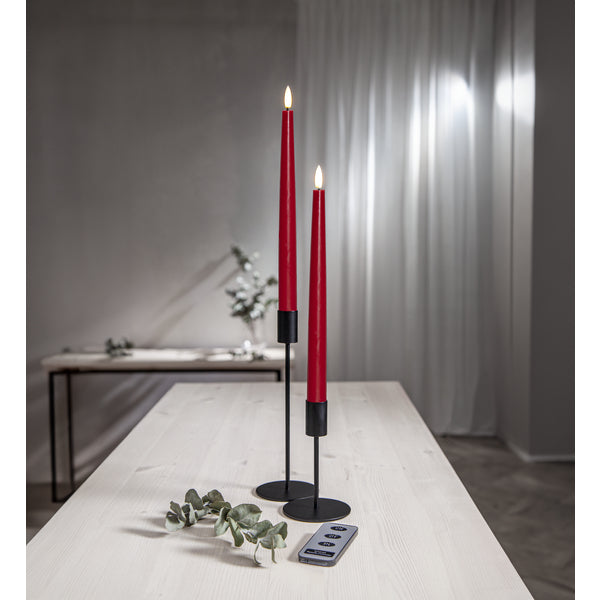 Star Trading LED Dinnerkerze – 28,5 cm – Timer 6 Std. an/18 Std. aus – 2-teilig, rot
