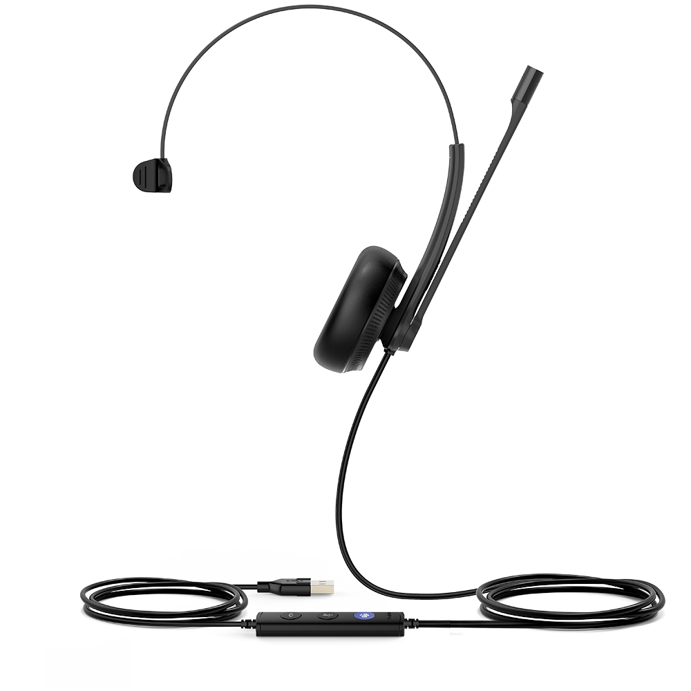 Yealink UH34 Office-Headset – On-Ear, Mono, Kabelgebunden (USB-A), für T41S, T42S, T46S und andere, Schwarz